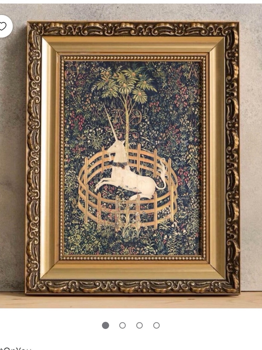 The Viral Medieval Unicorn Art Print in Gold Frame